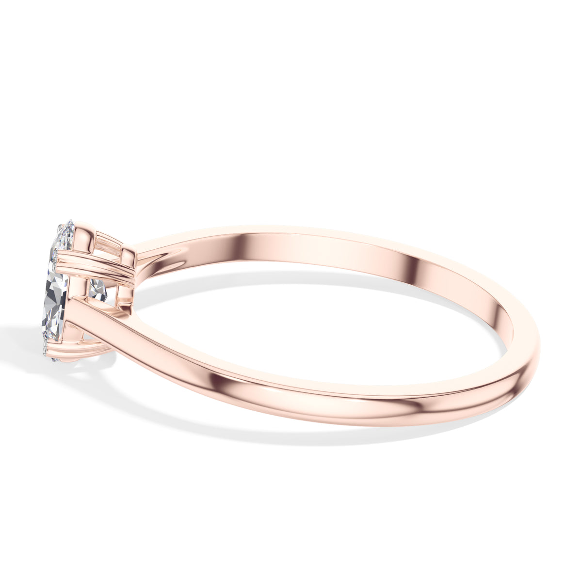 Repose Ring Oval Lab Grown Diamond Minimal Band Four Claw