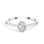 Repose Ring Oval Lab Grown Diamond Minimal Band Four Claw