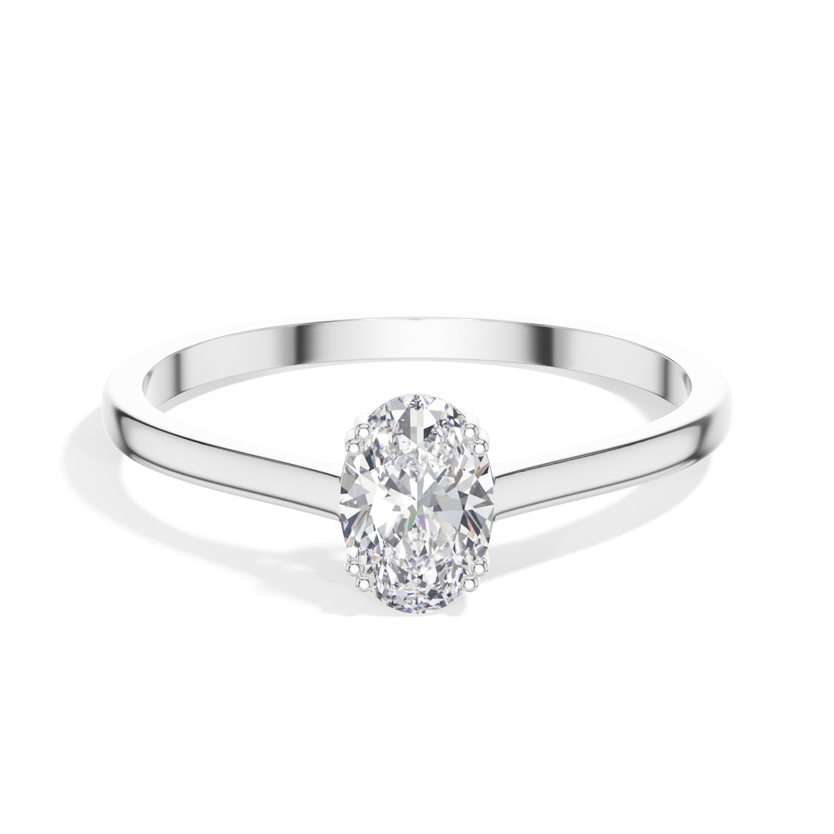 Repose Ring Oval Lab Grown Diamond Minimal Band Four Claw