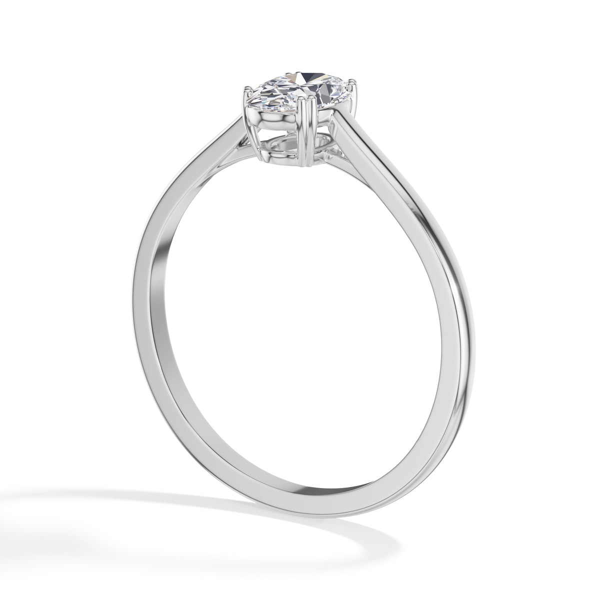 Repose Ring Oval Lab Grown Diamond Minimal Band Four Claw