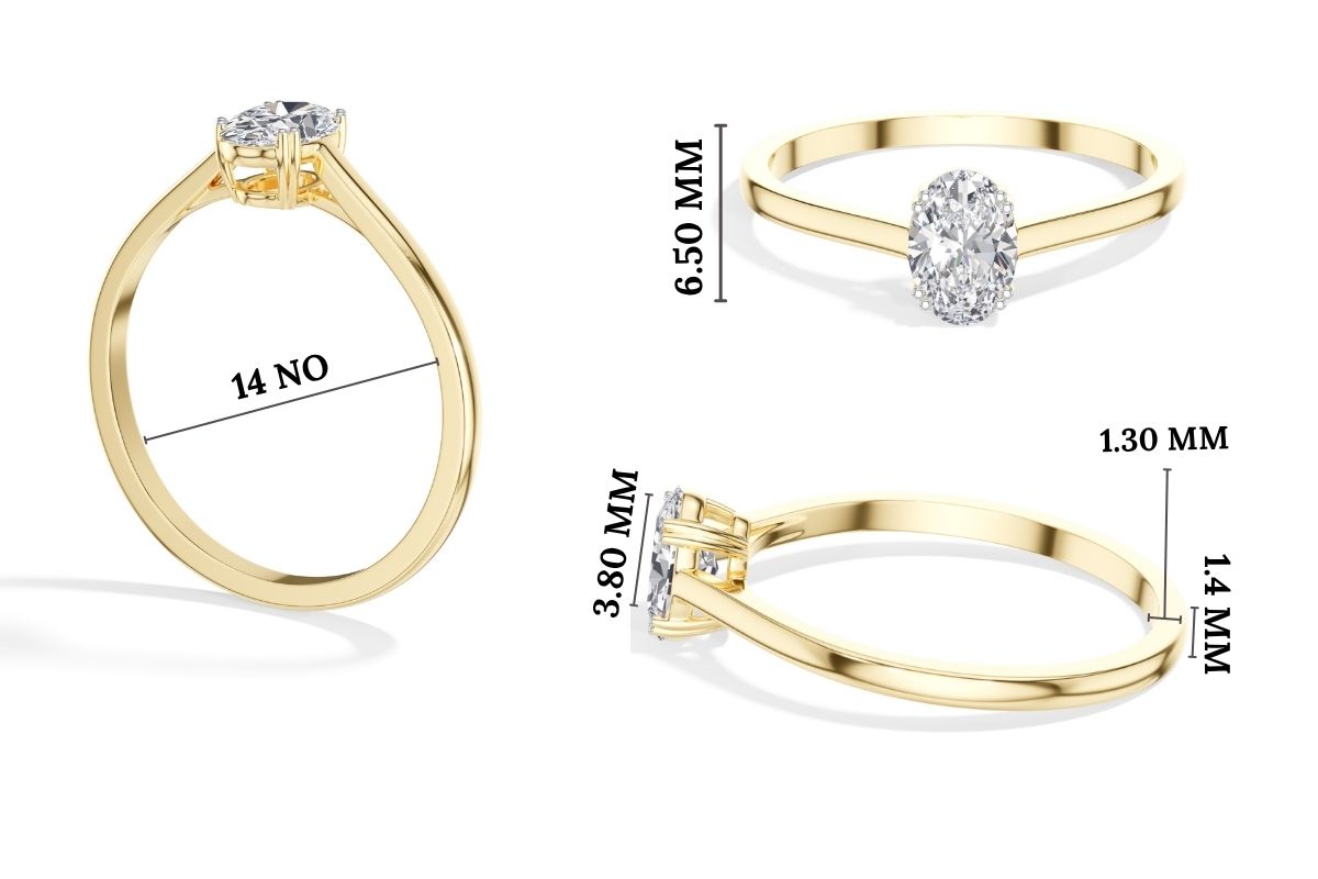 Repose Ring Oval Lab Grown Diamond Minimal Band Four Claw