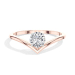 Perch Ring Round  Lab Grown Diamond V Band Upswept Claw