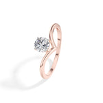 Perch Ring Round  Lab Grown Diamond V Band Upswept Claw