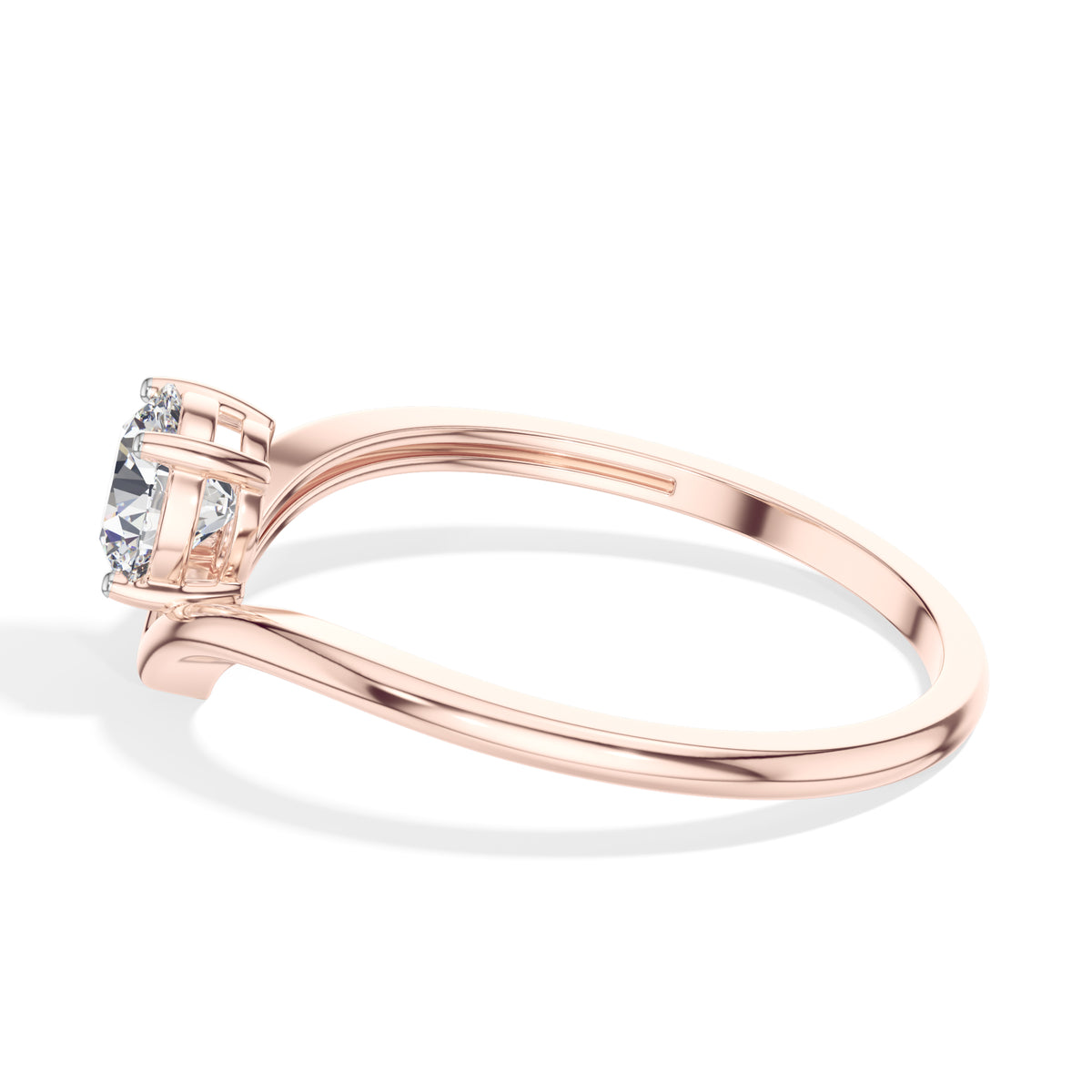 Perch Ring Round  Lab Grown Diamond V Band Upswept Claw