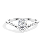Perch Ring Round  Lab Grown Diamond V Band Upswept Claw