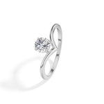 Perch Ring Round  Lab Grown Diamond V Band Upswept Claw