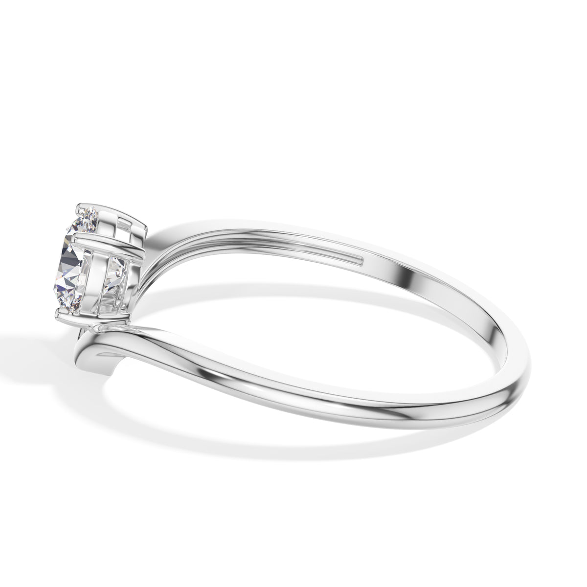 Perch Ring Round  Lab Grown Diamond V Band Upswept Claw