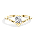 Perch Ring Round  Lab Grown Diamond V Band Upswept Claw