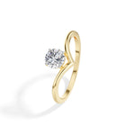 Perch Ring Round  Lab Grown Diamond V Band Upswept Claw