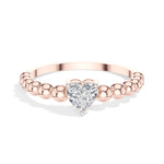 Dote Ring Heart Lab Grown Diamond Beaded Band Solitaire