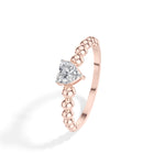 Dote Ring Heart Lab Grown Diamond Beaded Band Solitaire