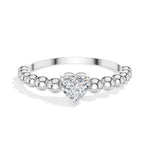 Dote Ring Heart Lab Grown Diamond Beaded Band Solitaire