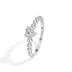 Dote Ring Heart Lab Grown Diamond Beaded Band Solitaire