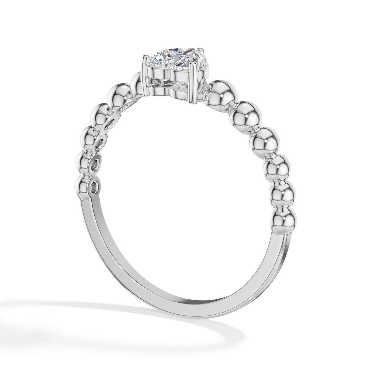 Dote Ring Heart Lab Grown Diamond Beaded Band Solitaire
