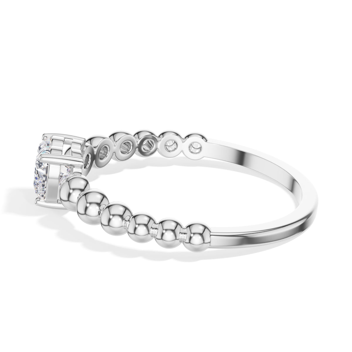 Dote Ring Heart Lab Grown Diamond Beaded Band Solitaire