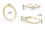 Dote Ring Heart Lab Grown Diamond Beaded Band Solitaire
