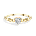 Dote Ring Heart Lab Grown Diamond Beaded Band Solitaire