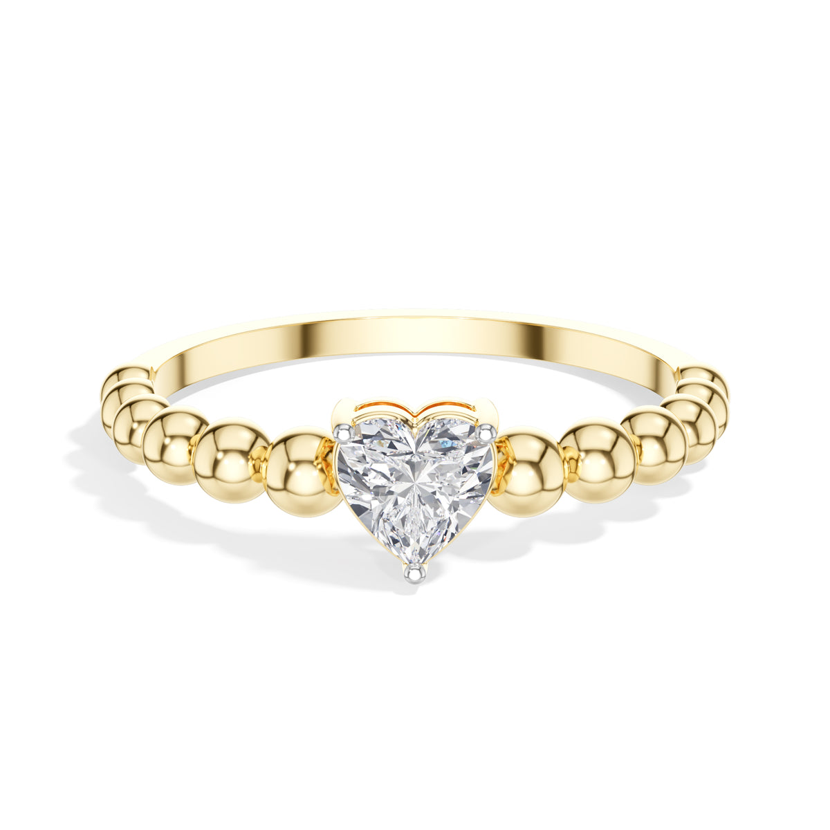 Dote Ring Heart Lab Grown Diamond Beaded Band Solitaire