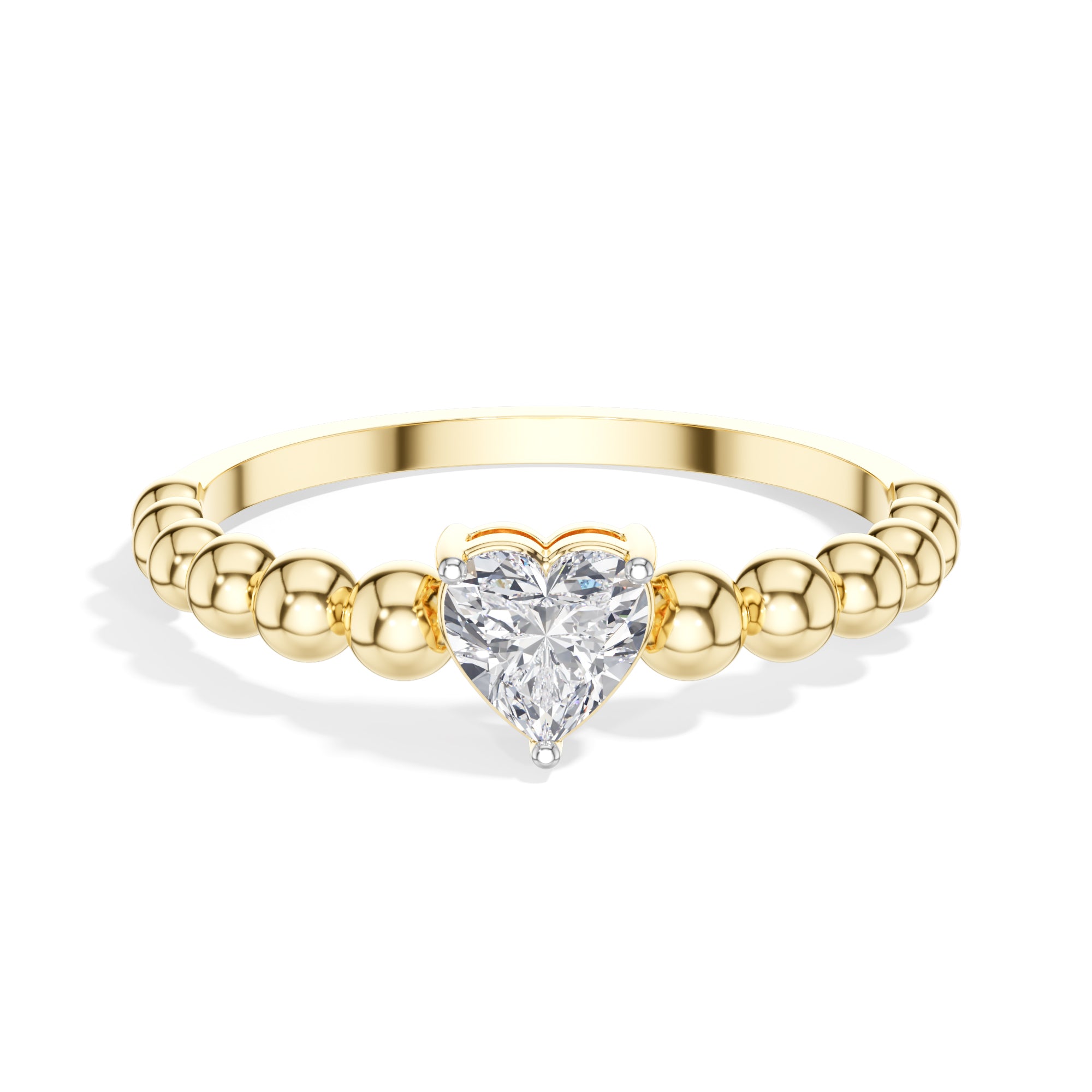 Dote Ring Heart Lab Grown Diamond Beaded Band Solitaire