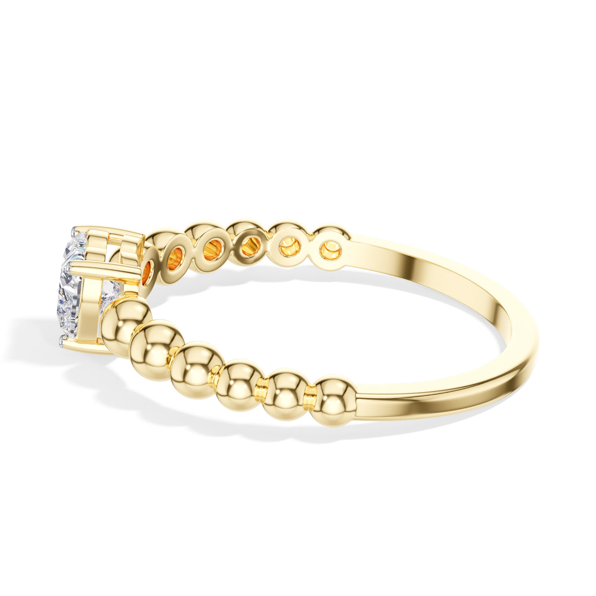 Dote Ring Heart Lab Grown Diamond Beaded Band Solitaire