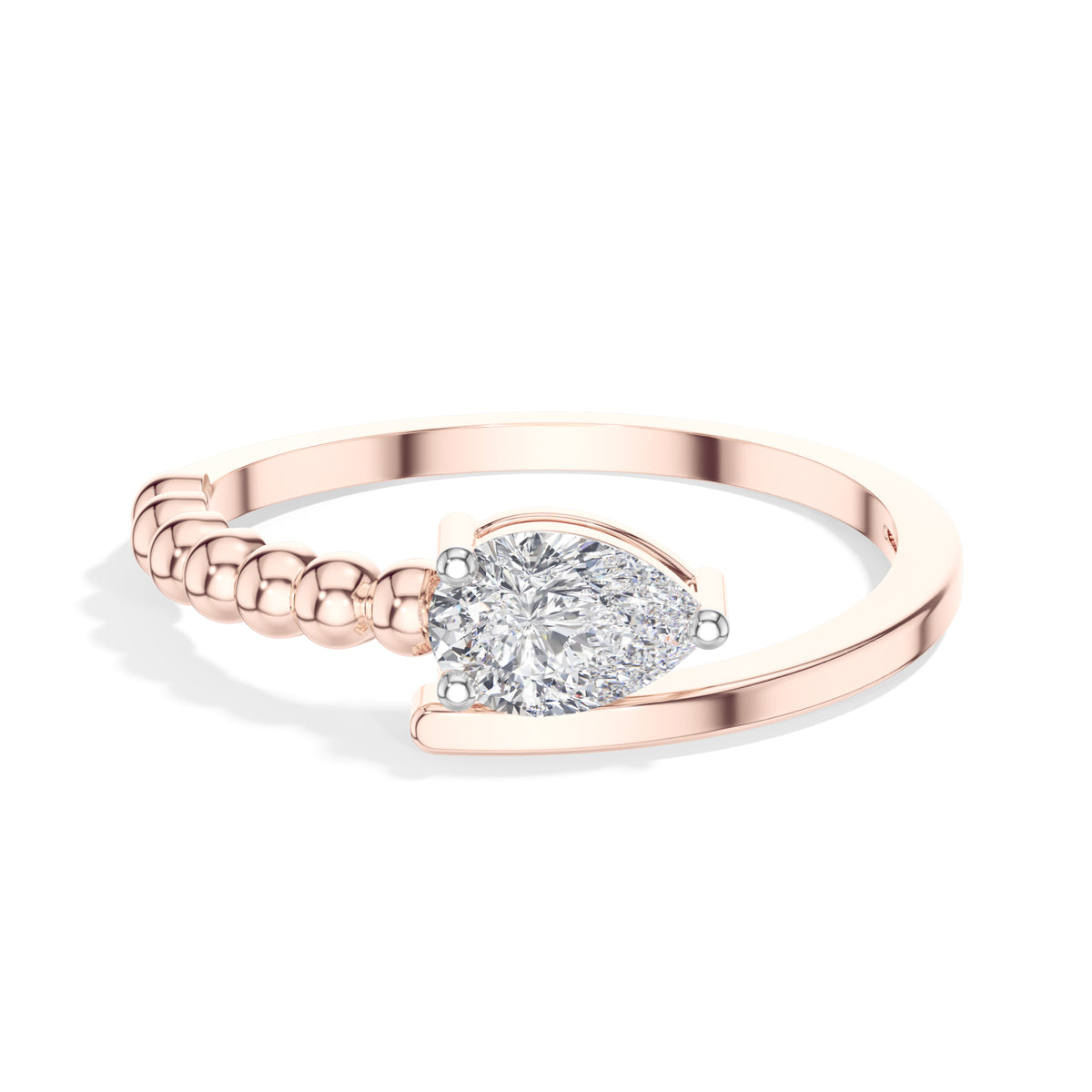 Dewdrop Ring Pear Lab Grown Diamond Beaded Bypass Band
