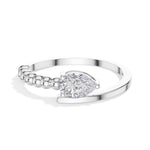 Dewdrop Ring Pear Lab Grown Diamond Beaded Bypass Band
