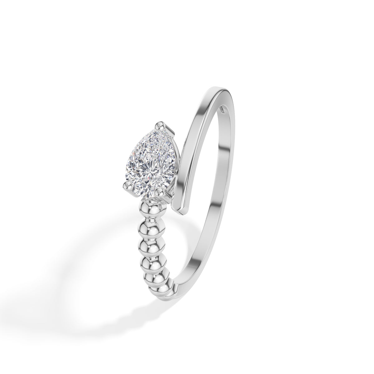 Dewdrop Ring Pear Lab Grown Diamond Beaded Bypass Band