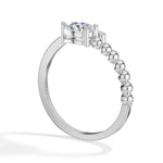 Dewdrop Ring Pear Lab Grown Diamond Beaded Bypass Band