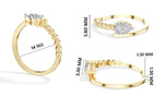 Dewdrop Ring Pear Lab Grown Diamond Beaded Bypass Band