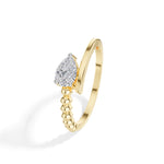 Dewdrop Ring Pear Lab Grown Diamond Beaded Bypass Band