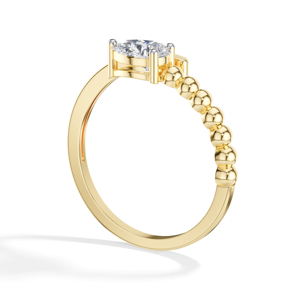 Dewdrop Ring Pear Lab Grown Diamond Beaded Bypass Band