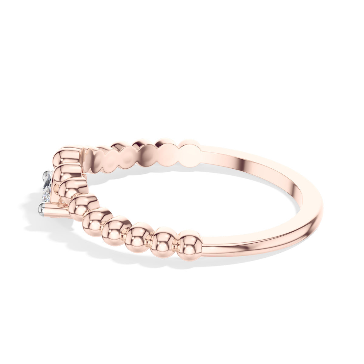 Reverie Ring Marquise Lab Grown Diamond Beaded Band Solitaire
