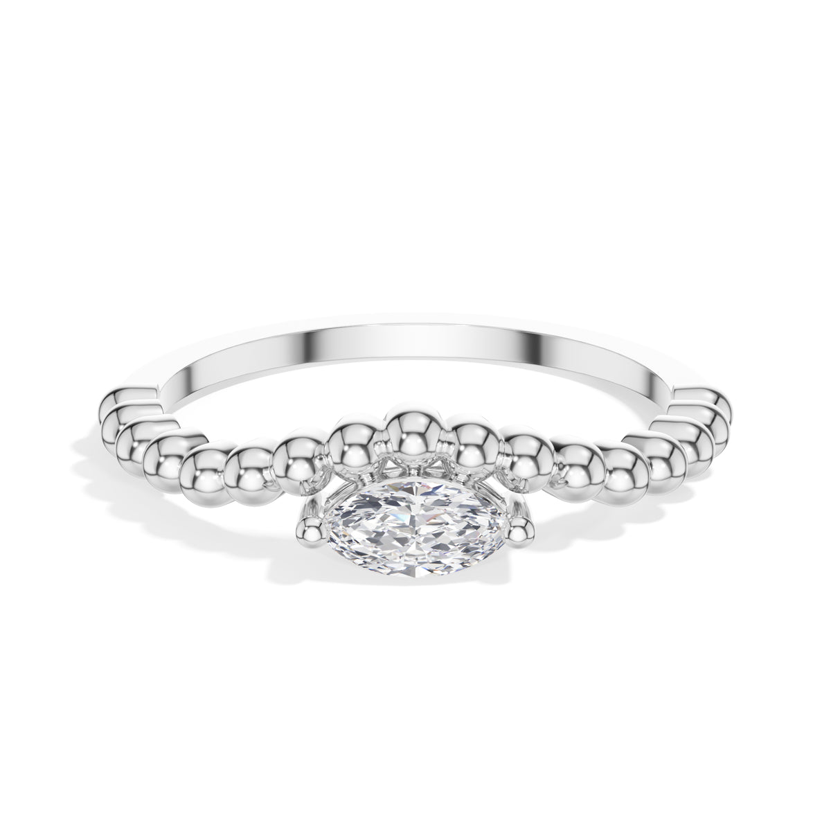 Reverie Ring Marquise Lab Grown Diamond Beaded Band Solitaire