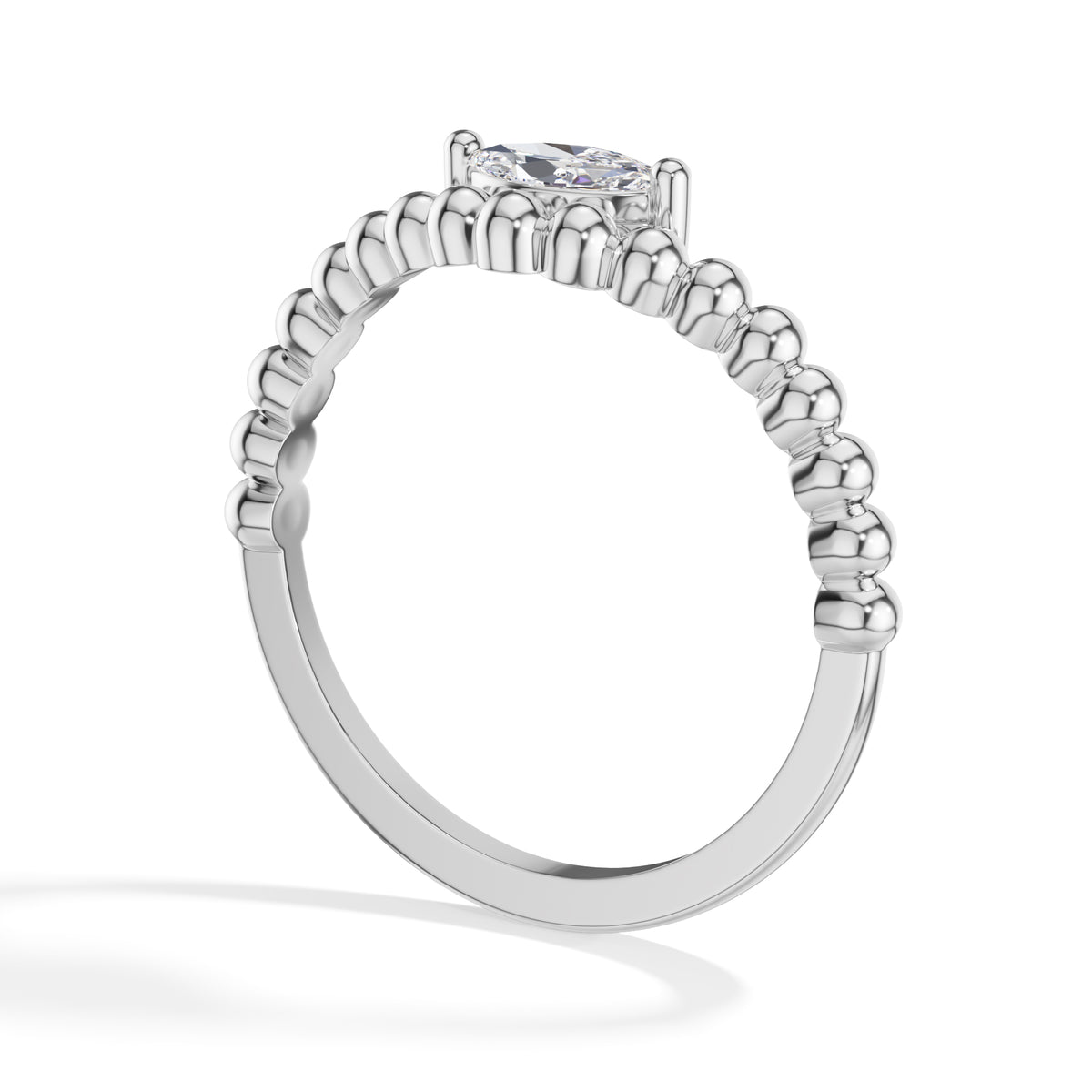 Reverie Ring Marquise Lab Grown Diamond Beaded Band Solitaire
