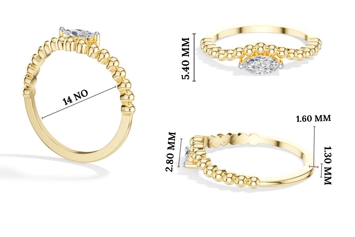 Reverie Ring Marquise Lab Grown Diamond Beaded Band Solitaire