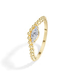 Reverie Ring Marquise Lab Grown Diamond Beaded Band Solitaire