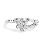 Cluster Ring Round Lab Grown Diamond Seven Stone Daisy Beaded Band