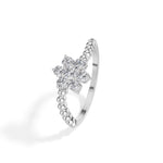 Cluster Ring Round Lab Grown Diamond Seven Stone Daisy Beaded Band
