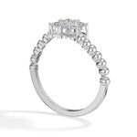 Cluster Ring Round Lab Grown Diamond Seven Stone Daisy Beaded Band