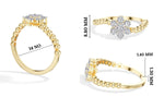 Cluster Ring Round Lab Grown Diamond Seven Stone Daisy Beaded Band