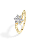 Cluster Ring Round Lab Grown Diamond Seven Stone Daisy Beaded Band