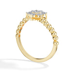 Cluster Ring Round Lab Grown Diamond Seven Stone Daisy Beaded Band
