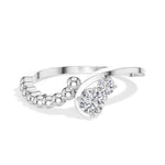 Duo Ring Round Lab Grown Diamond Two Stone Beaded Band Companion