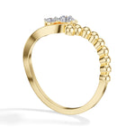 Duo Ring Round Lab Grown Diamond Two Stone Beaded Band Companion