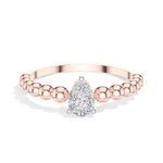 Raindrop Ring Pear Lab Grown Diamond Beaded Band Solitaire