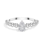 Raindrop Ring Pear Lab Grown Diamond Beaded Band Solitaire