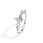 Raindrop Ring Pear Lab Grown Diamond Beaded Band Solitaire