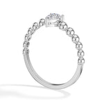 Raindrop Ring Pear Lab Grown Diamond Beaded Band Solitaire