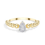 Raindrop Ring Pear Lab Grown Diamond Beaded Band Solitaire