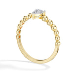 Raindrop Ring Pear Lab Grown Diamond Beaded Band Solitaire